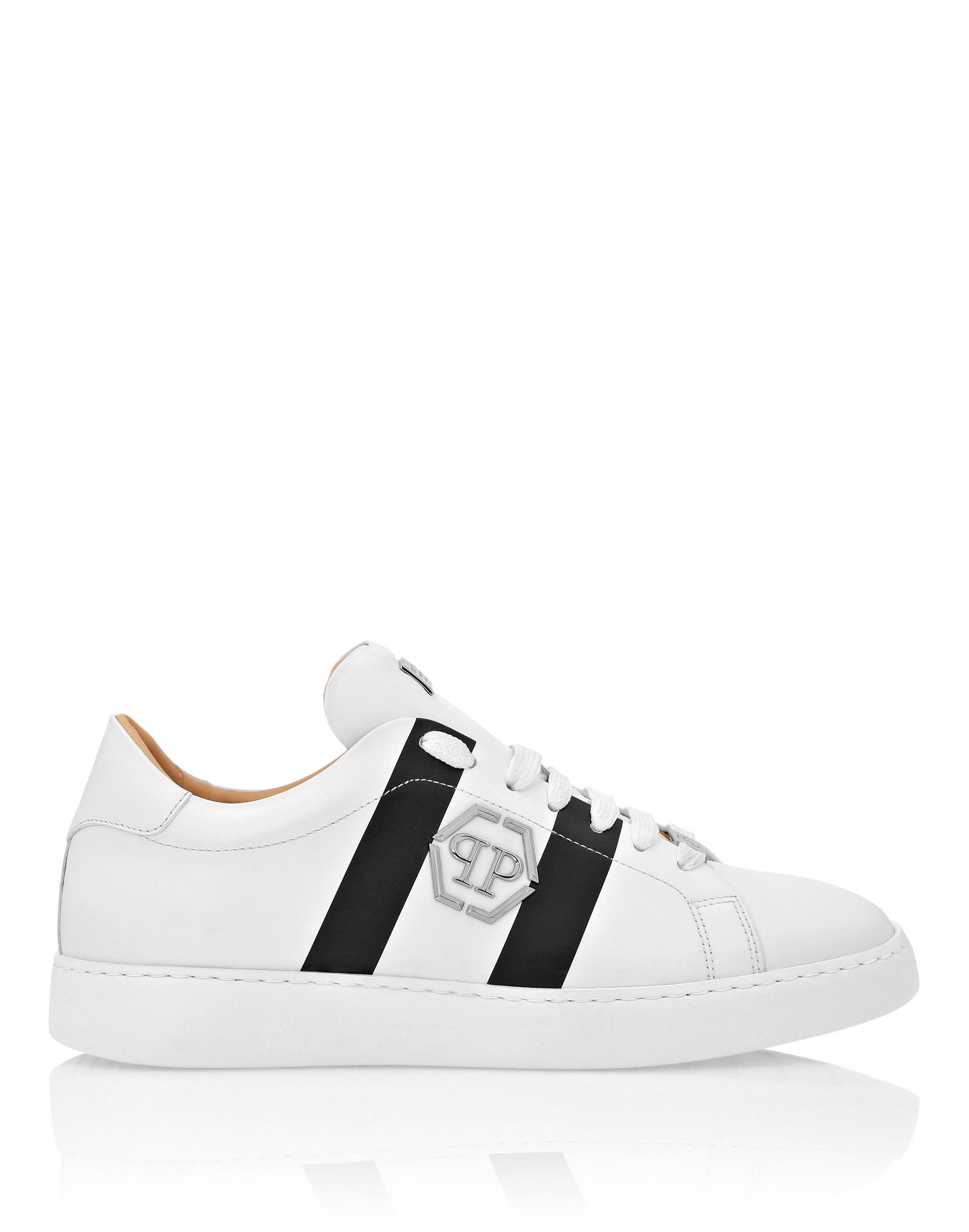 Leather Lo-Top Sneakers Hexagon Ultra Unisex, Alternate, color, white/black