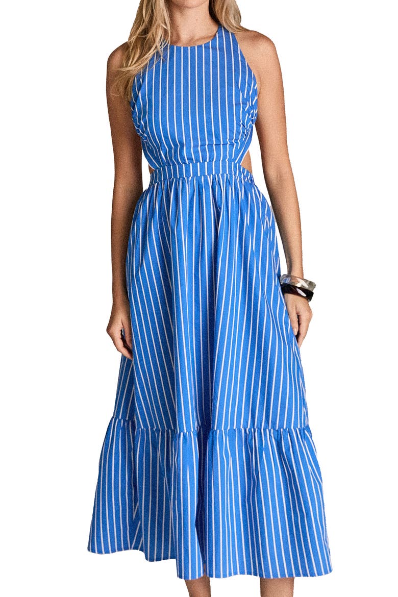 Tiered Sleeveless Dress, Alternate, color, BLUE STRIPE