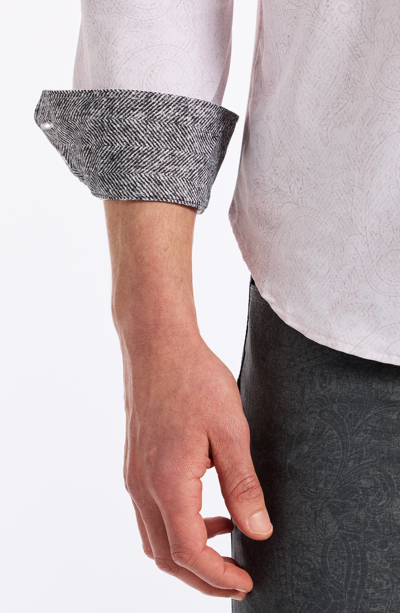 Robert Graham Thurston Paisley Knit Button-Up Shirt, Alternate, color, Light Pink