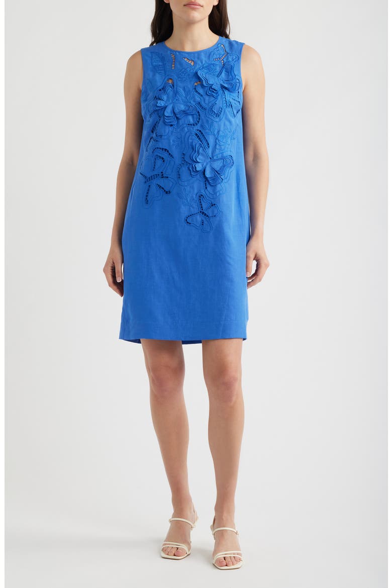 The Isabella Embroidered Sleeveless Dress, Main, color, SEAPORT BLUE