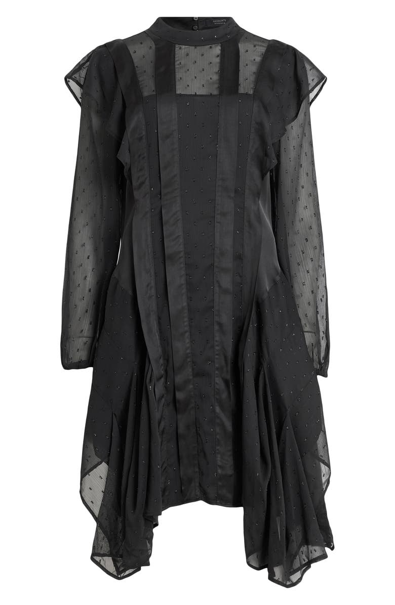 AllSaints Fleur Shim Metallic Long Sleeve Minidress, Alternate, color,