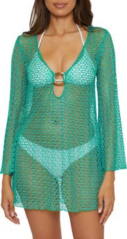 Becca Golden Beach Long Sleeve Lace Cover-Up Tunic