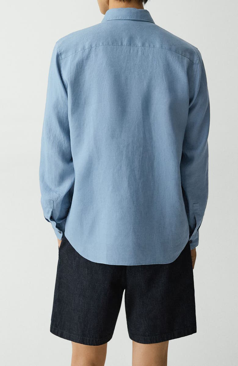 Theory Irving Solid Linen Button-Up Shirt, Alternate, color, Rainstorm