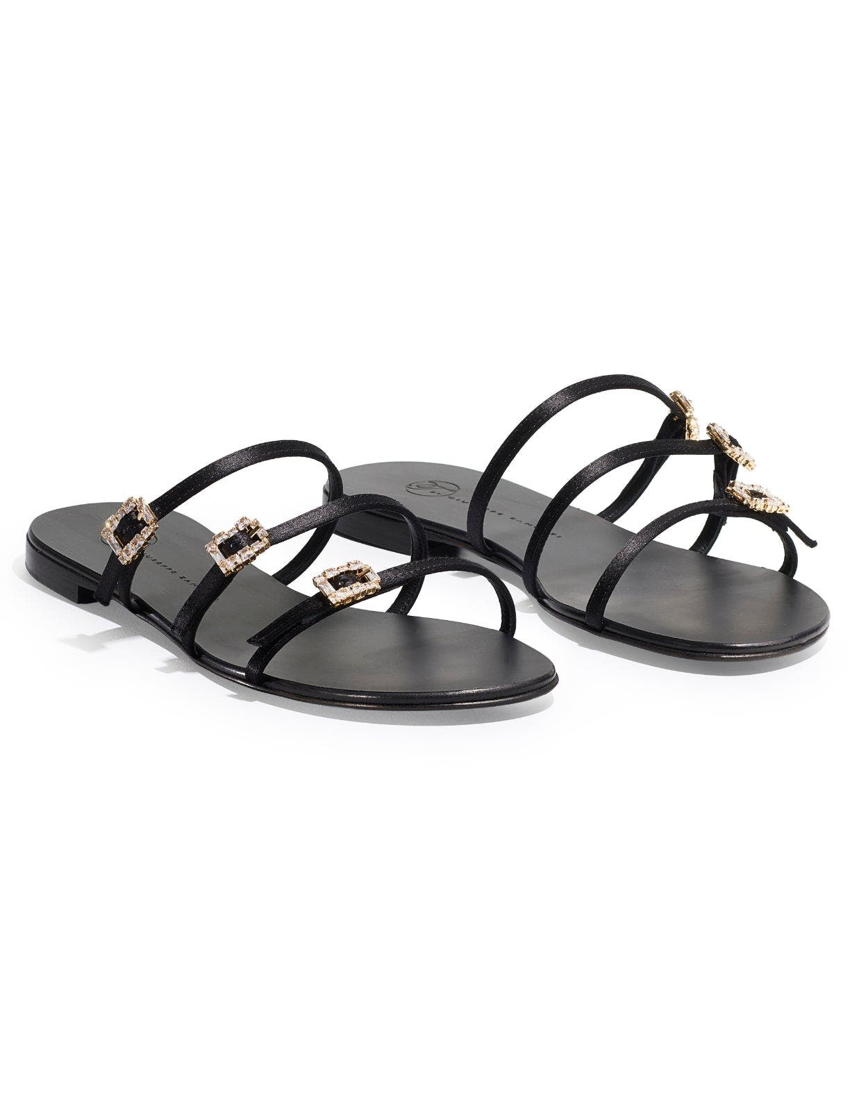 Eclipse Satin Flat Sandals, Main, color, Black