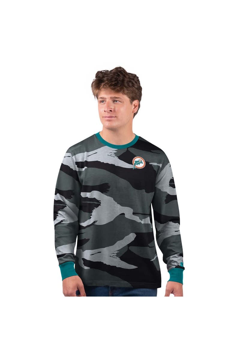 STARTER Men's Starter Gray/Charcoal Miami Dolphins Thursday Night Gridiron Vintage Logo Long Sleeve T-Shirt, Main, color, Gray