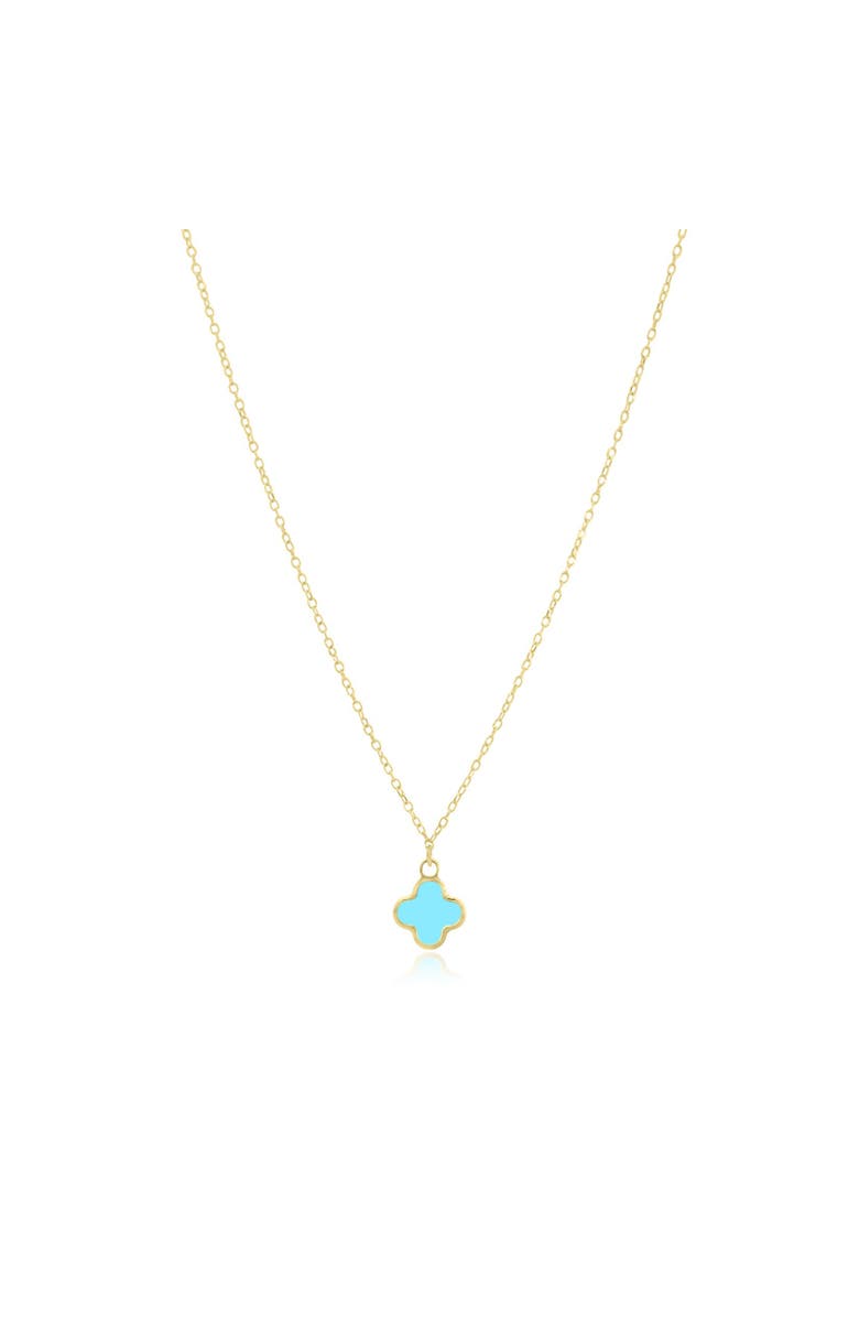 The Lovery Fine Jewelry Mini Turquoise Single Clover Necklace, Main, color, Turquoise