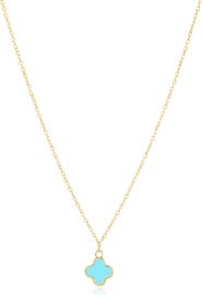 The Lovery Fine Jewelry Mini Turquoise Single Clover Necklace