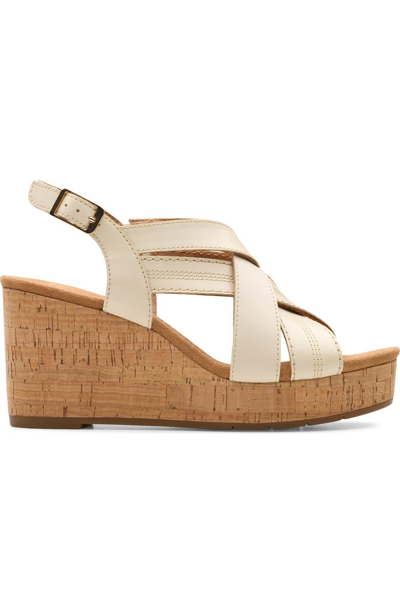 Clarks<sup>®</sup> Sabina Wedge Slingback Sandal, Alternate, color, Cream Leather