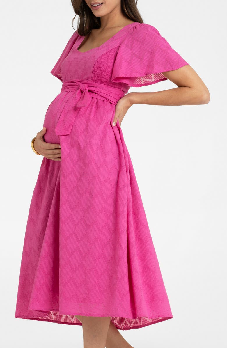 Seraphine Broderie Anglaise Maternity/Nursing Midi Dress, Alternate, color, 