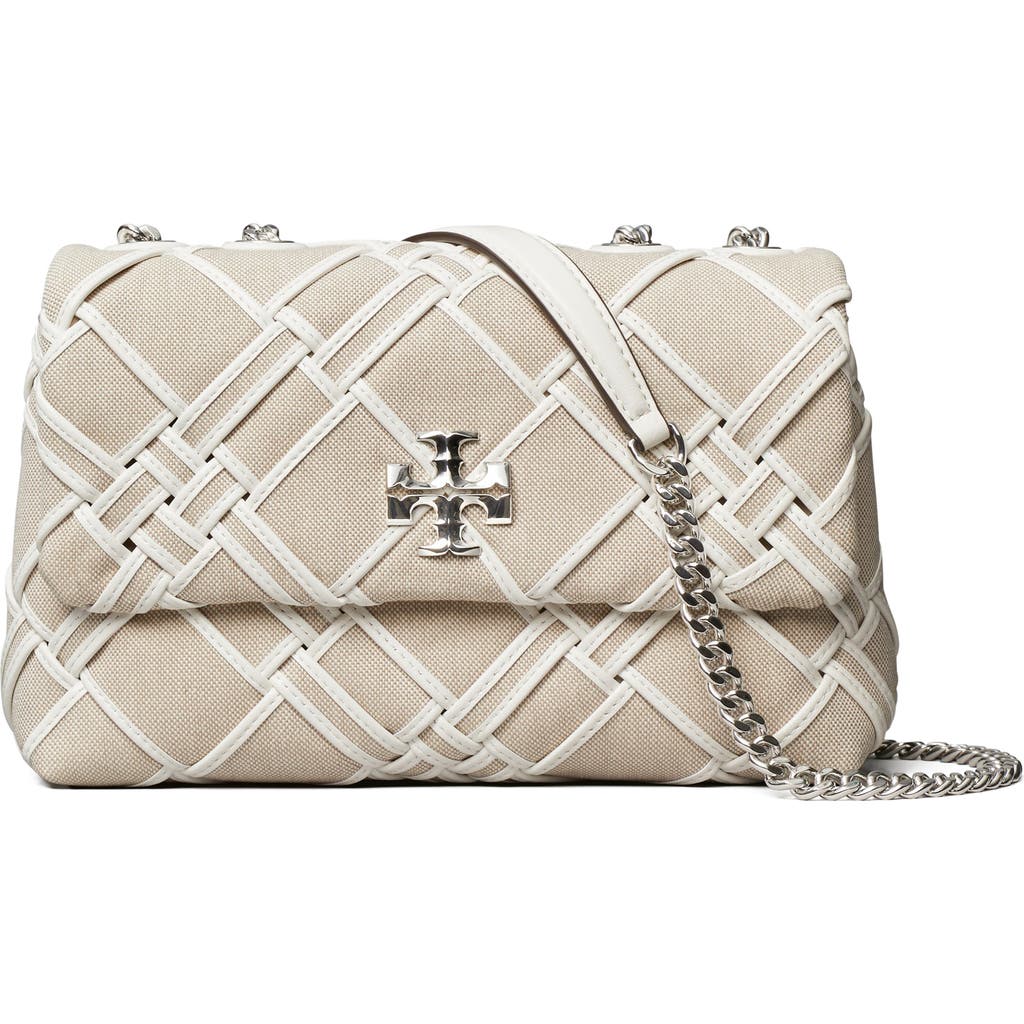 TORY BURCH TORY BURCH SMALL KIRA WOVEN CANVAS CONVERTIBLE SHOULDER BAG
