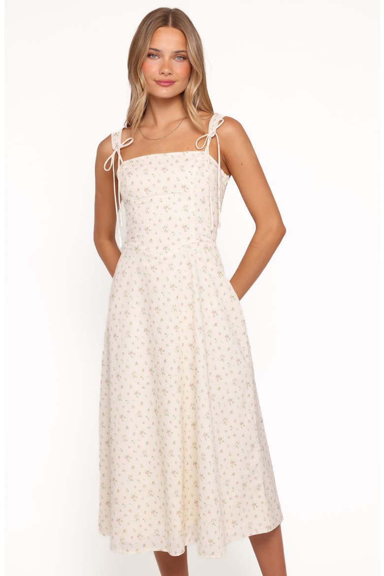 Clarissa Floral Fit & Flare Midi Dress, Alternate, color, WHITE FLORAL