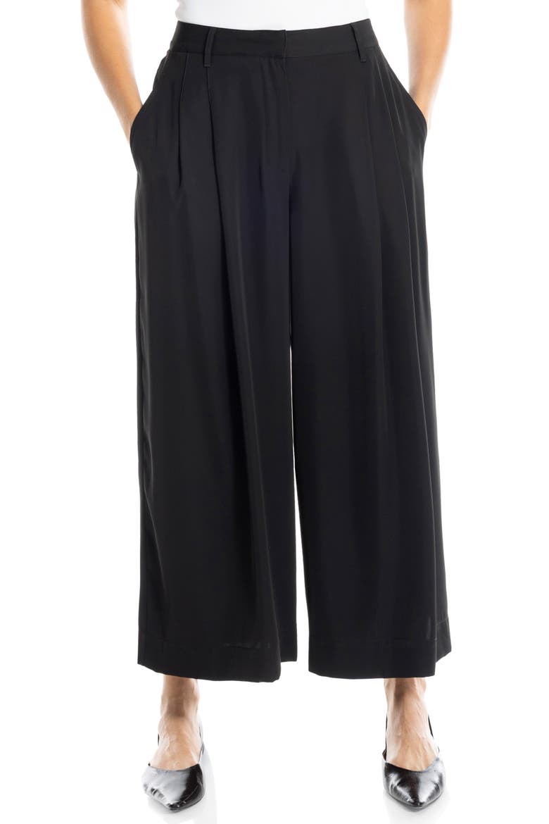 Pleated Wide Leg Culottes, Main, color, BLACK