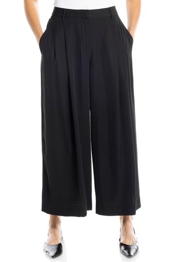 Max Studio Pleated Wide Leg Culottes In Black