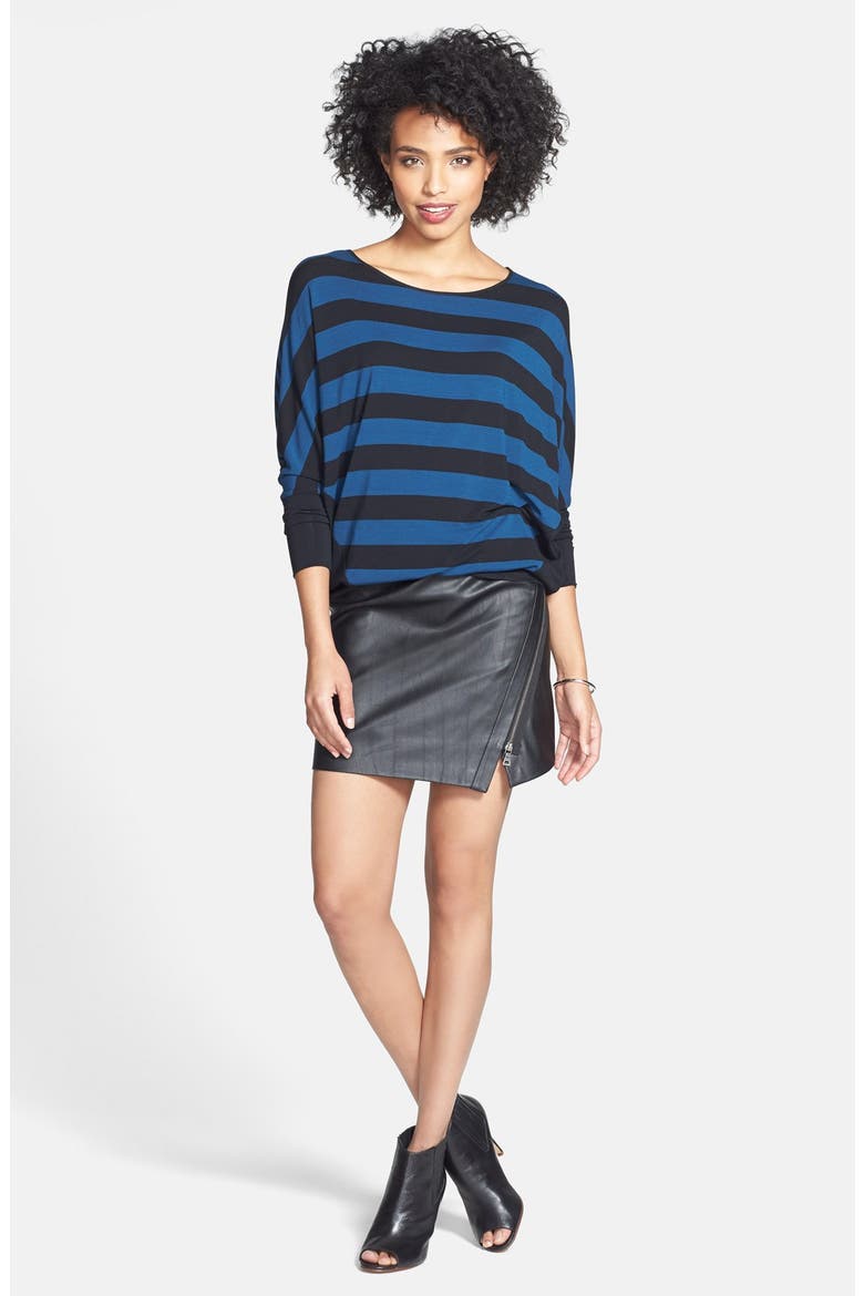 Faux Leather Moto Miniskirt, Alternate, color, RICH BLACK