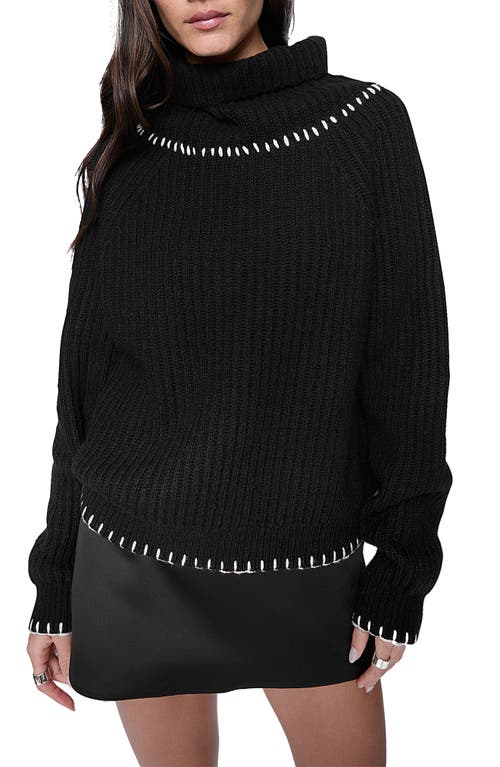 Rebecca Minkoff Harlow Stitch Funnel Neck Sweater in True Black 