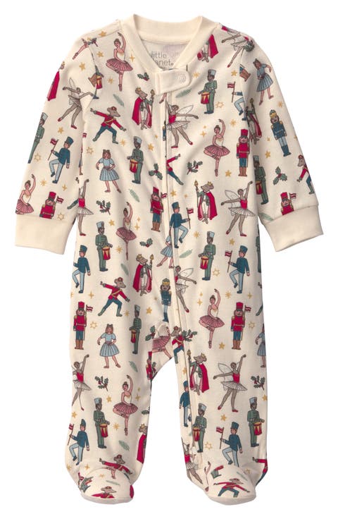 Print Organic Cotton Zip Footie