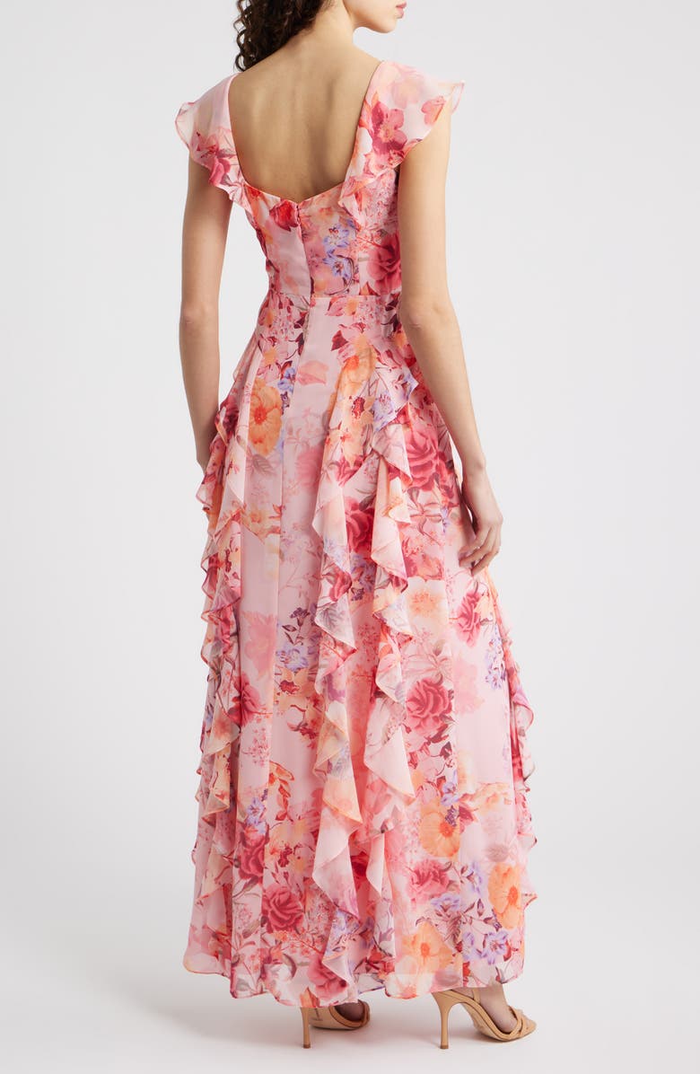 Eliza J Flutter Chiffon Maxi Dress, Alternate, color, Blush