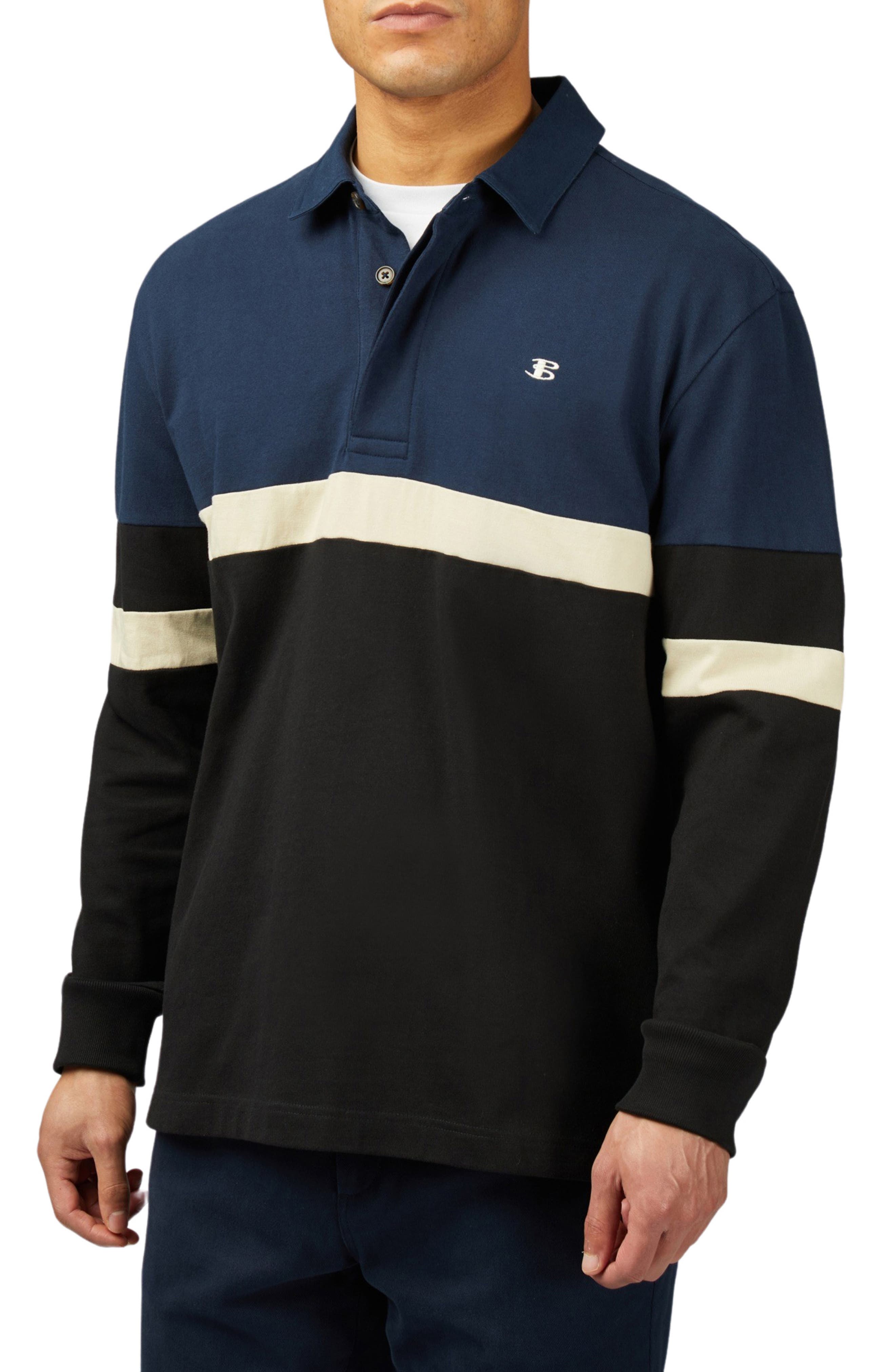 Ben Sherman Colorblock Rugby Shirt in Dark Navy 