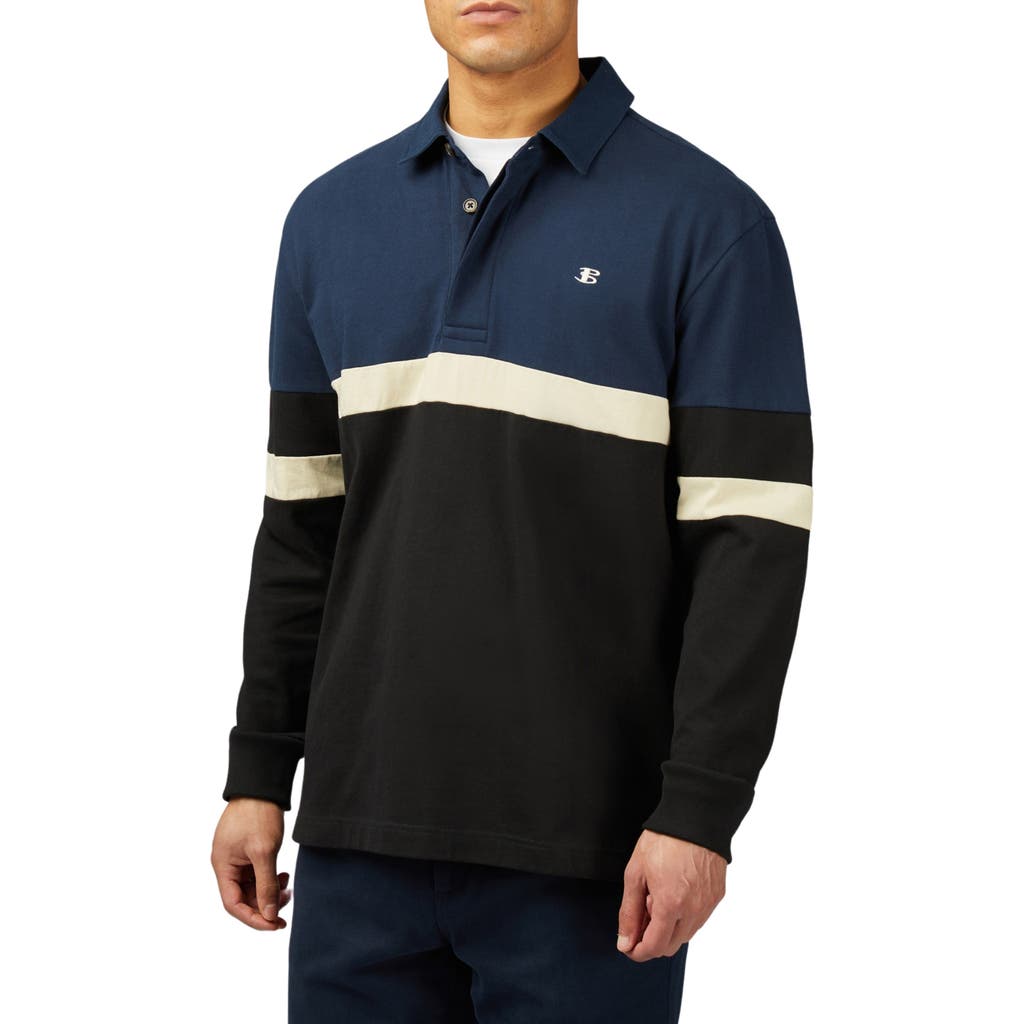Ben Sherman Colorblock Rugby Shirt in Dark Navy