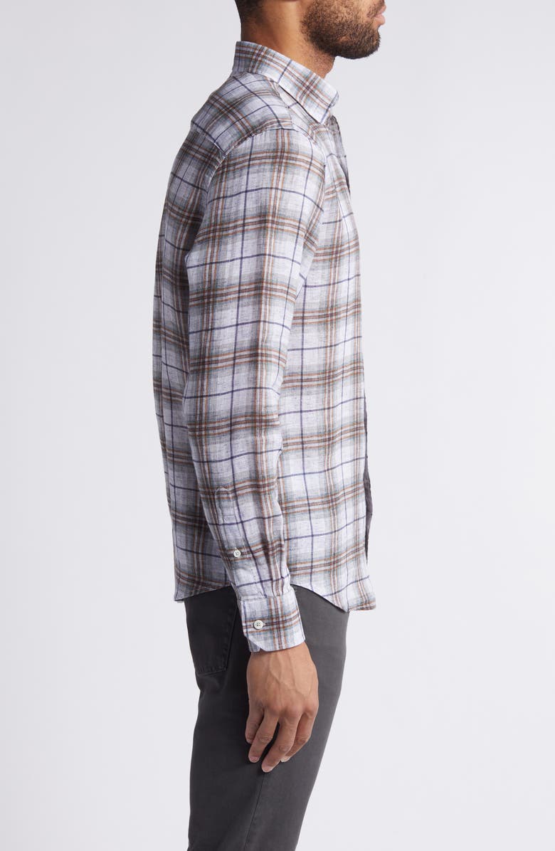 Bugatchi Karl Linen Button-Up Shirt, Alternate, color, Dusty Blue