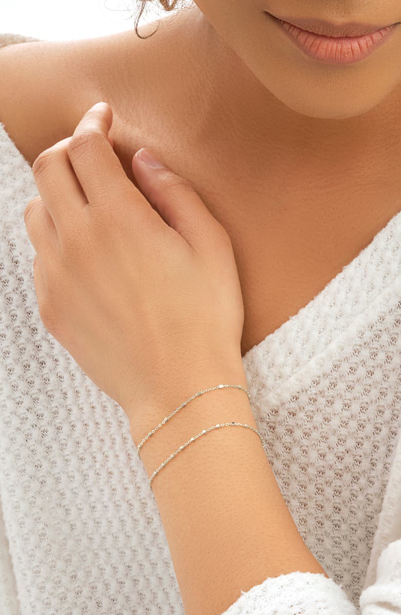 Sterling Forever Chloe Set of 2 Station Bracelets, Alternate, color, Silver