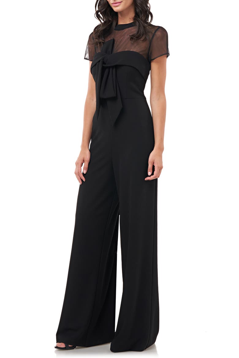 Stretch Crepe Jumpsuit, Alternate, color, BLACK