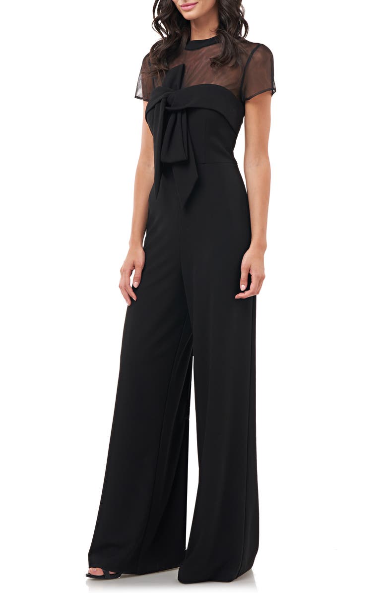 JS Collections Stretch Crepe Jumpsuit, Alternate, color, Black