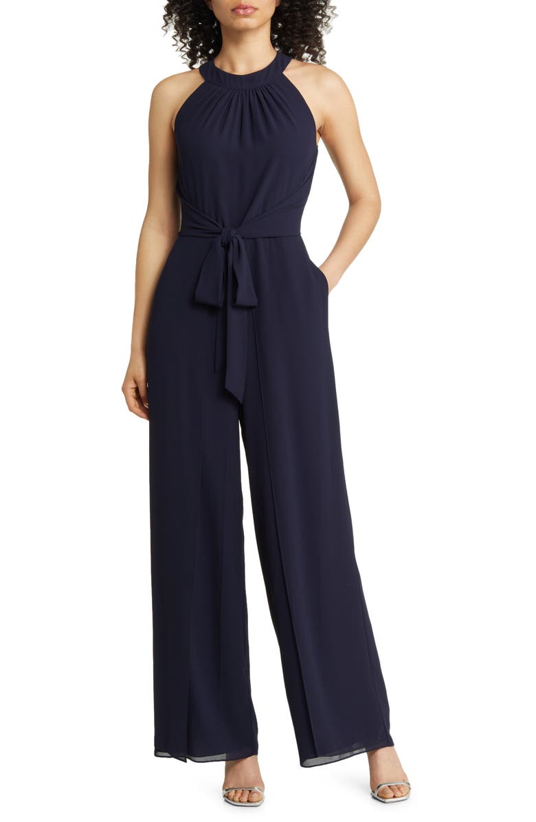 Vince Camuto Halter Neck Chiffon Jumpsuit, Main, color,