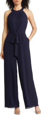 Vince Camuto Halter Neck Chiffon Jumpsuit
