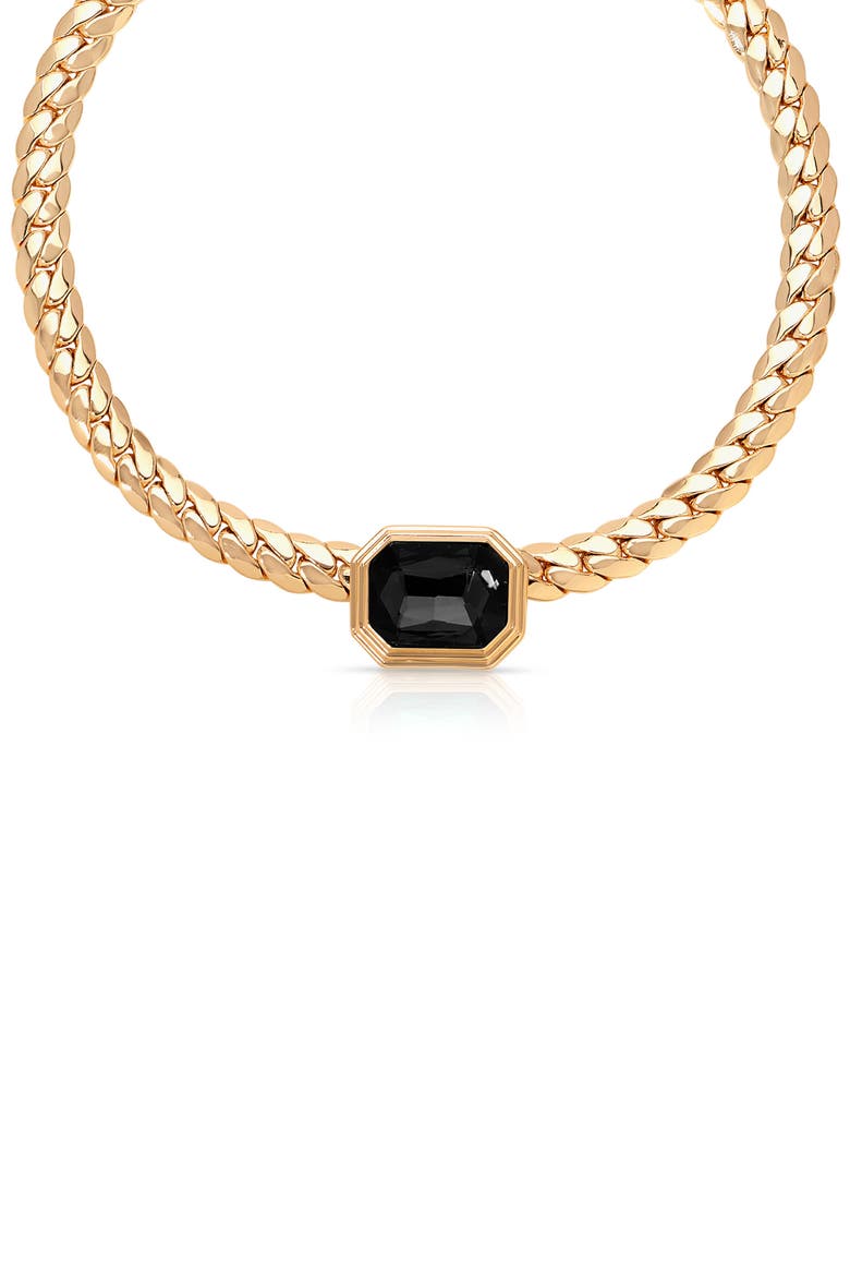Emerald Deco Collar Necklace, Alternate, color, BLACK