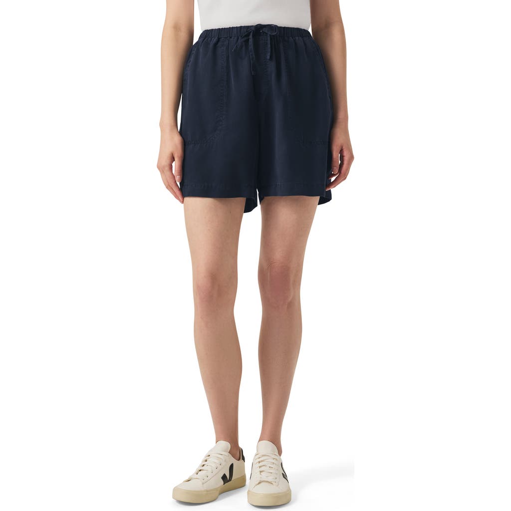 Splendid Angie Tie Waist Chambray Shorts In Navy