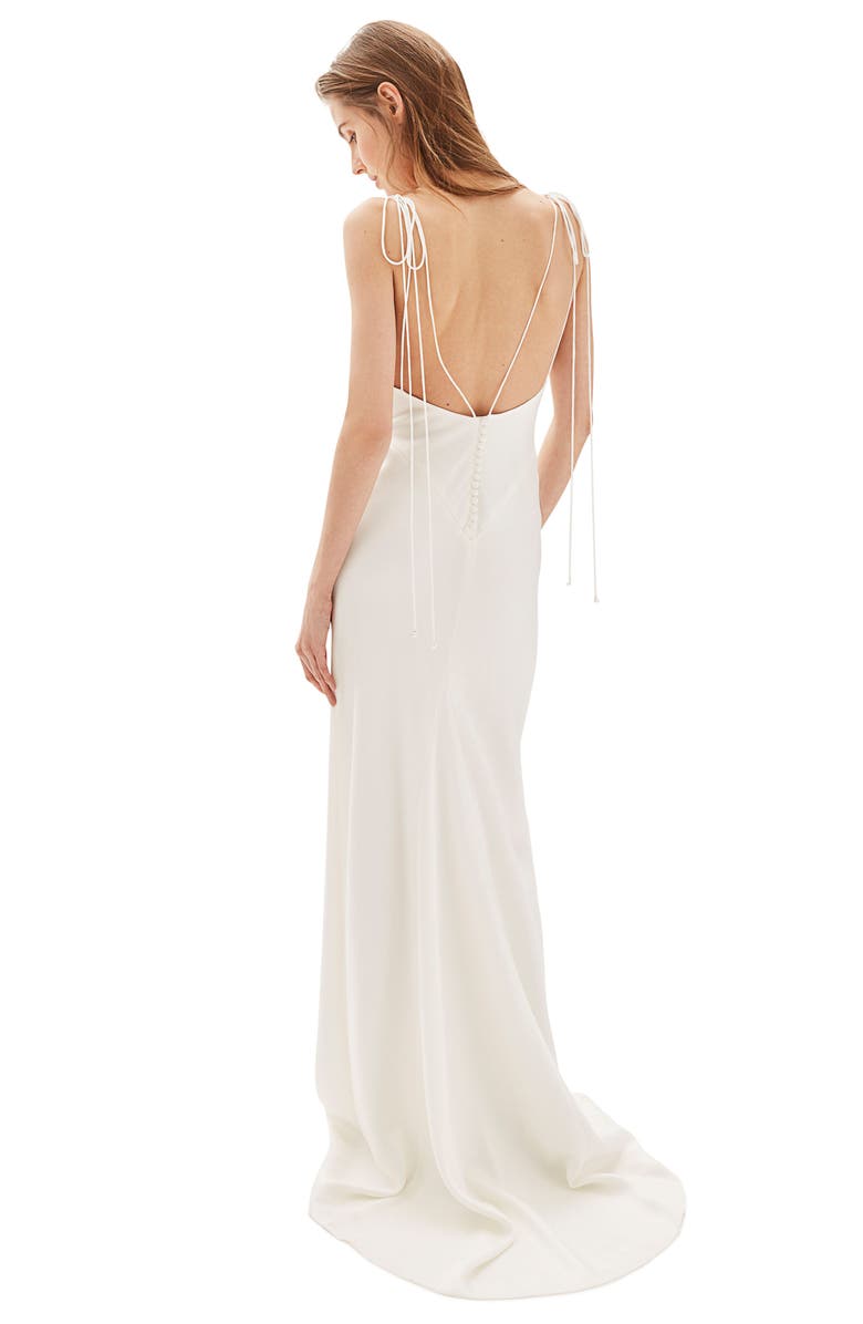 Topshop Bride V-Neck Satin Sheath Gown, Alternate, color, 