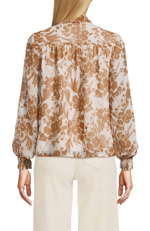 Lands' End Chiffon Removable Tie Neck Blouse In Multi