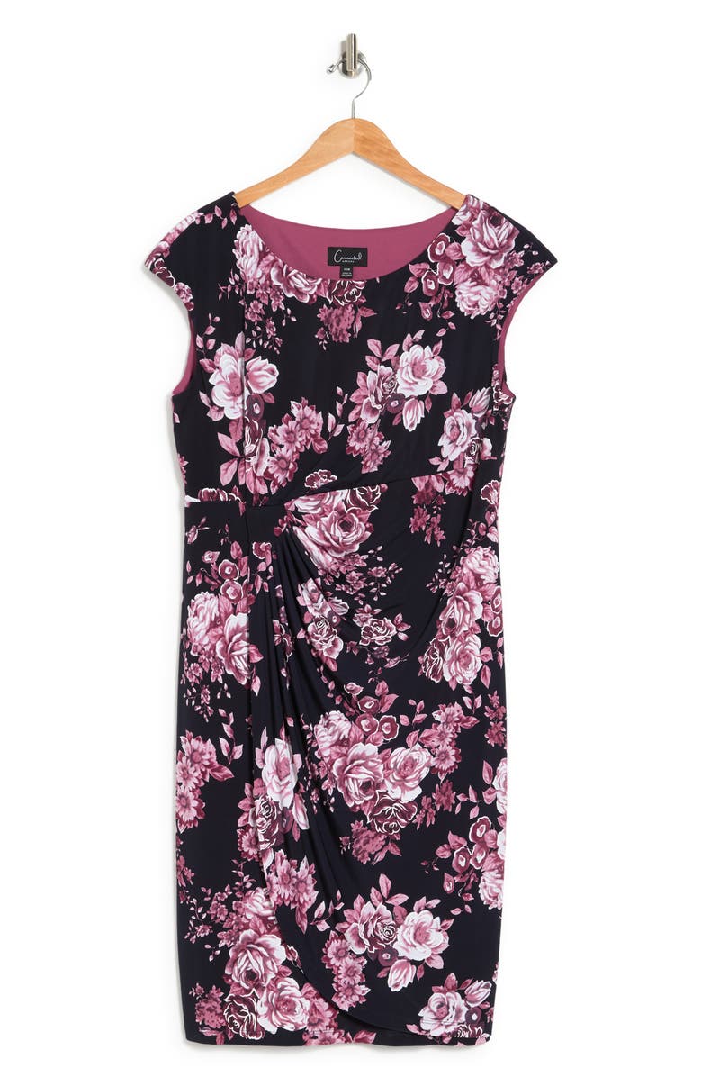 Connected Apparel Cap Sleeve Mock Wrap Dress, Alternate, color, 