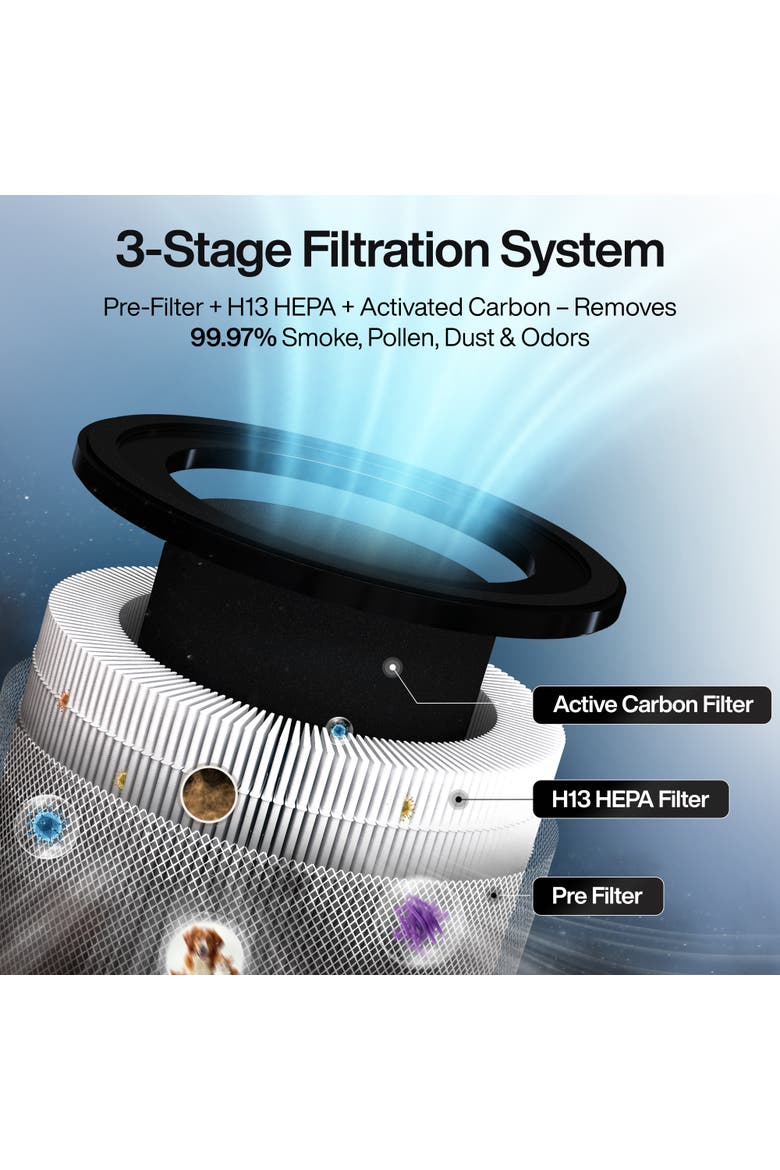 Essence 3-Speed Compact Air Purifier, Alternate, color, Black