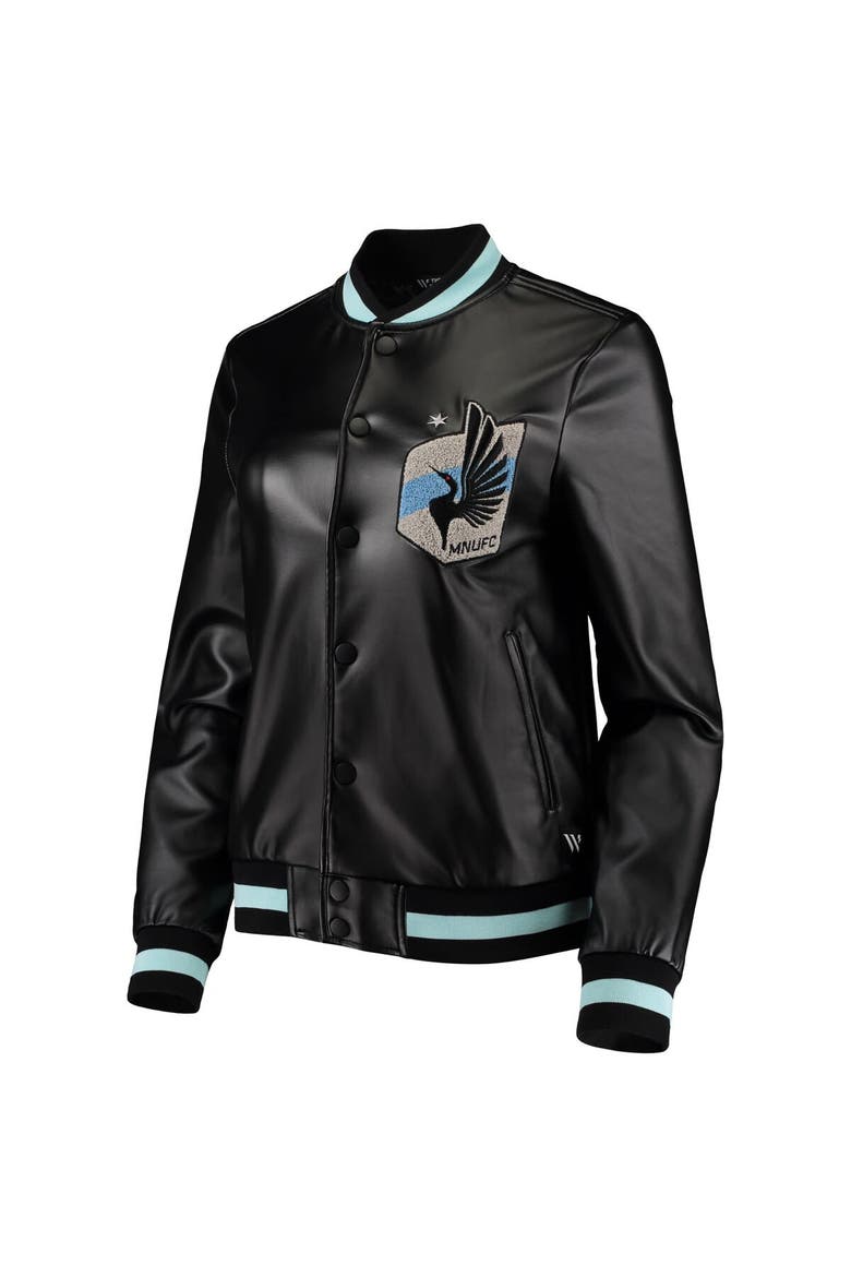 Women's The Wild Collective Black Minnesota United FC Full-Snap Bomber Jacket, Alternate, color, Black