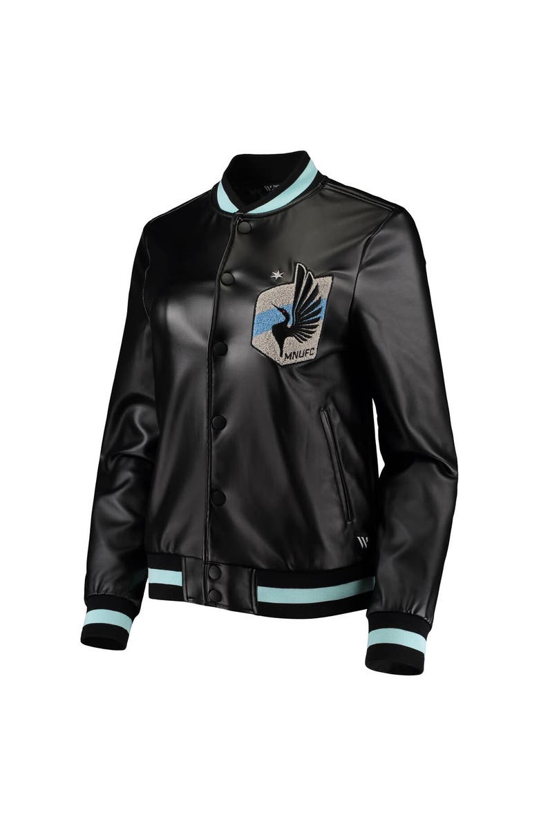 THE WILD COLLECTIVE Women's The Wild Collective Black Minnesota United FC Full-Snap Bomber Jacket, Alternate, color, Black