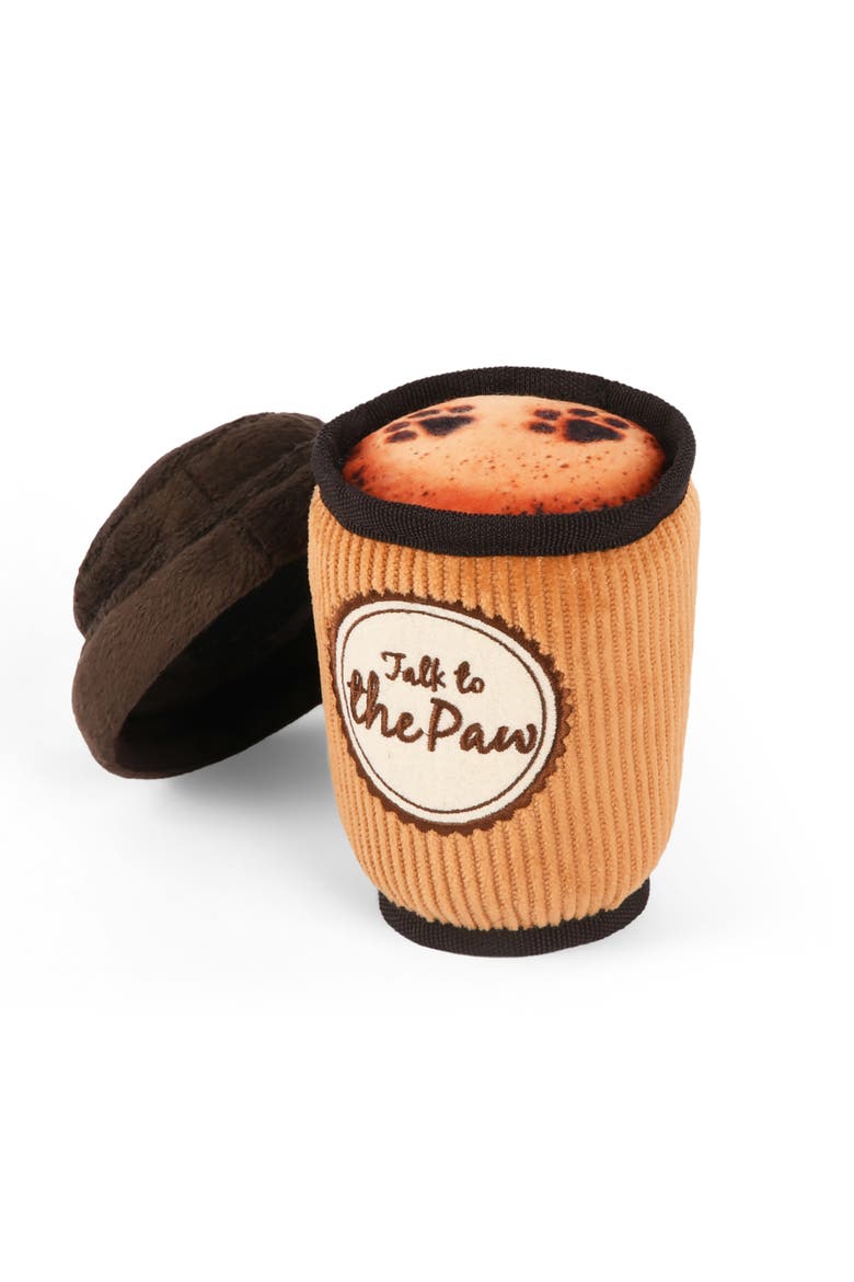 Pup Cup Cafe Collection, Doggo's Java Plush Toy Coffee Lid & Squeaker, Main, color, Orange