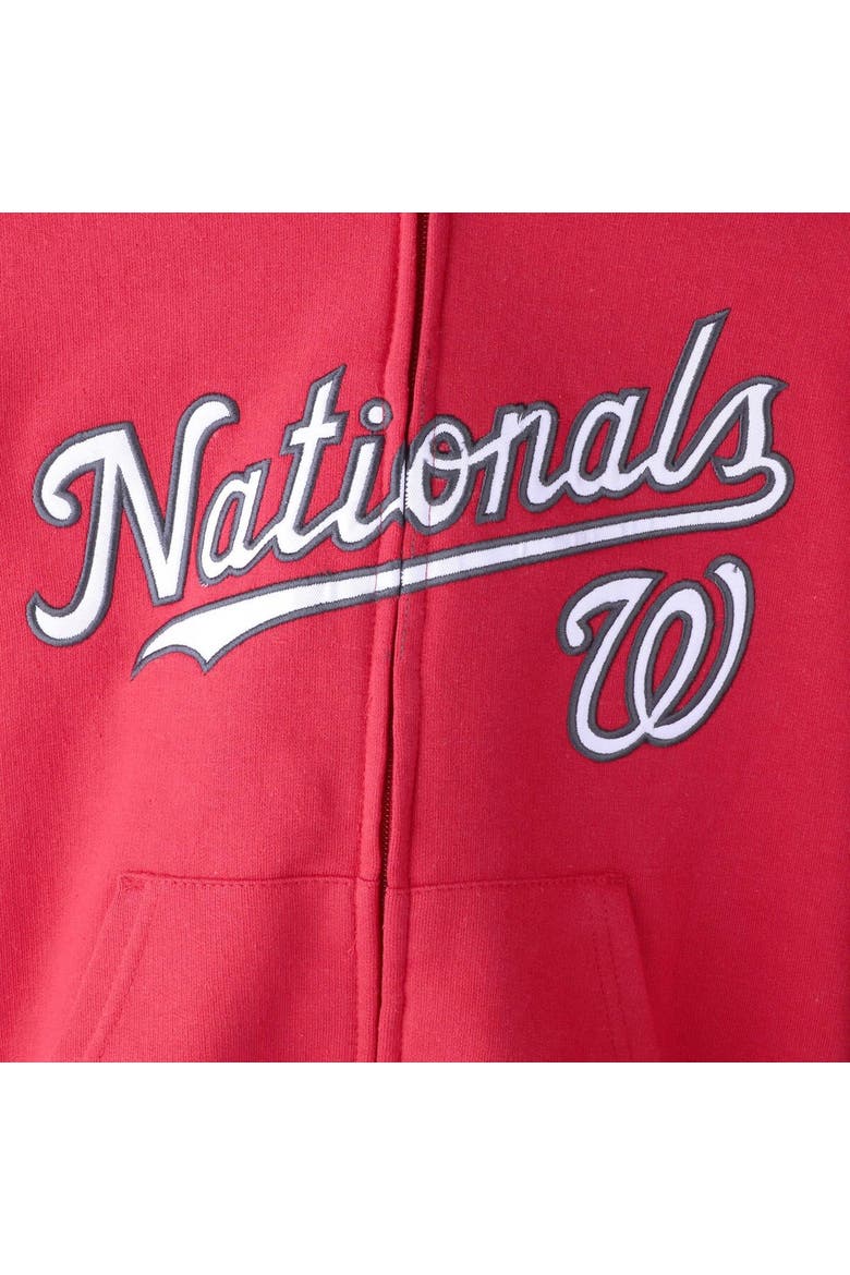 Youth Red Washington Nationals Team Color Wordmark Full-Zip Hoodie, Alternate, color, Red
