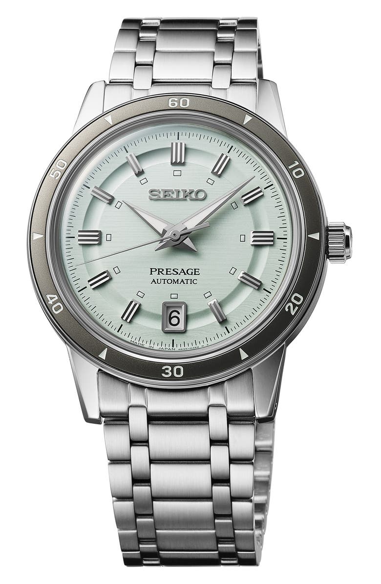 SEIKO WATCHES Presage Automatic Bracelet Watch, 39.5mm, Main, color, Mint Green