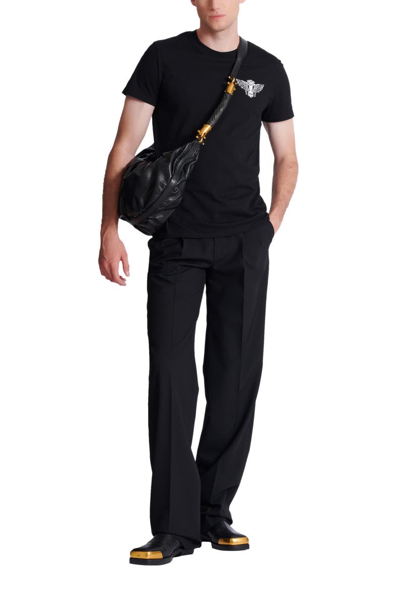 Balmain Emblem Printed T-shirt, Alternate, color, Black