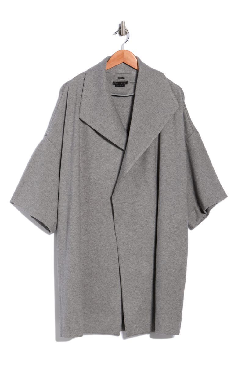 Alice + Olivia Hester Open Front Coat, Main, color, Storm Grey