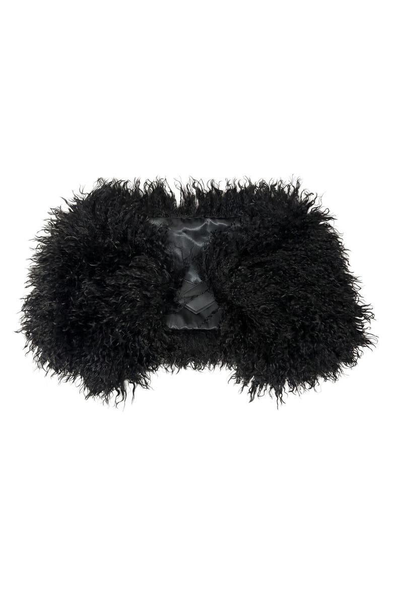 Mongolian Faux Fur Collar, Main, color, BLACK