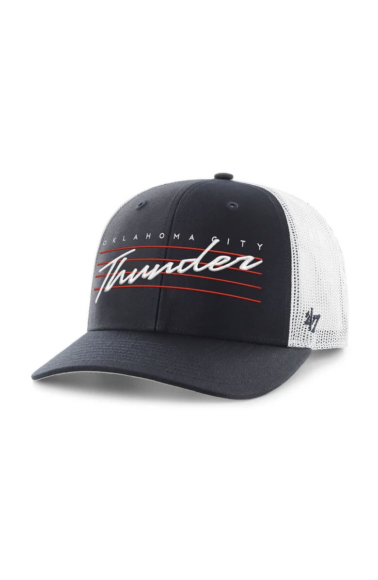 '47 Men's '47 Navy Oklahoma City Thunder Downburst Trucker Adjustable Hat, Alternate, color, 