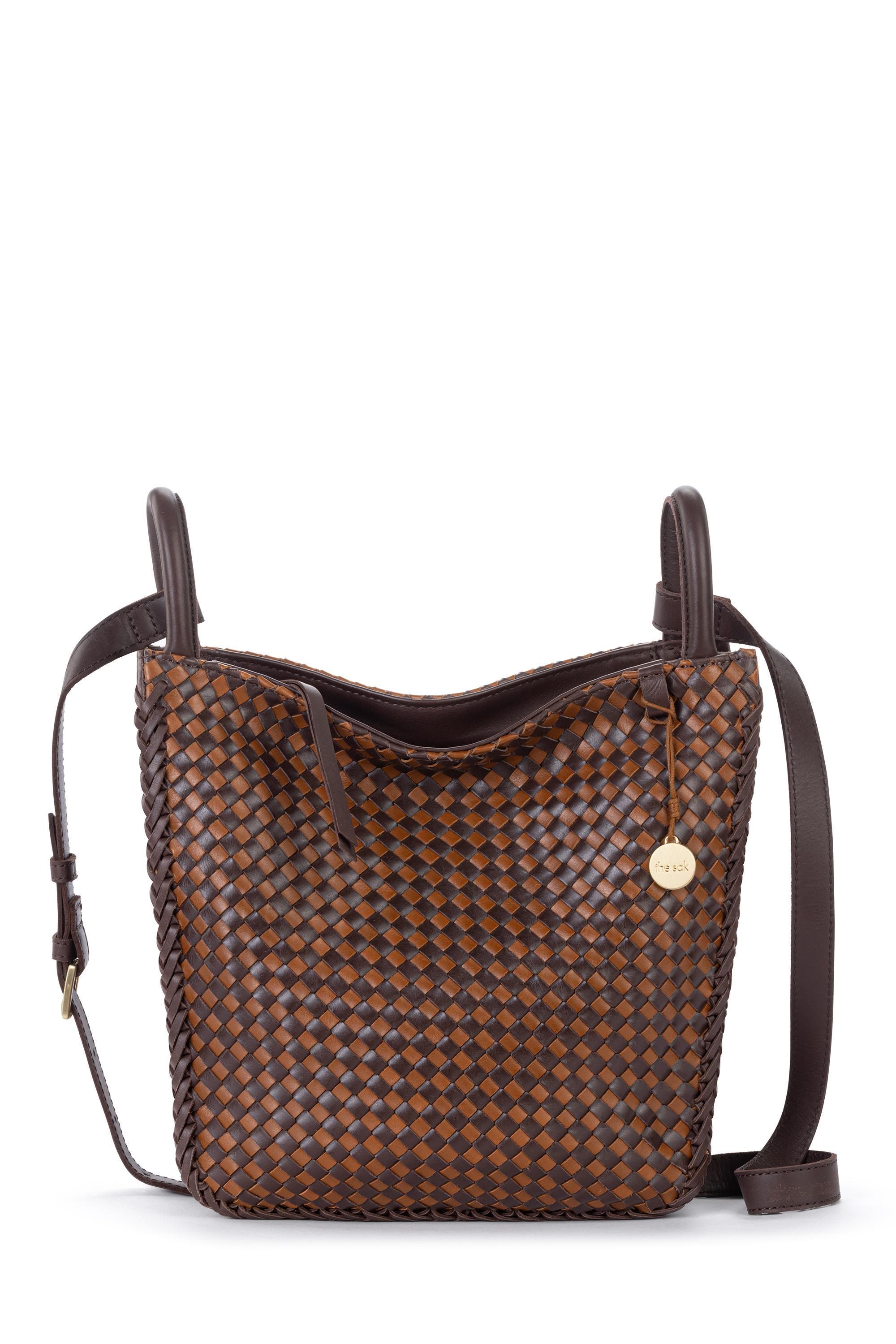 Loz Feliz Crossbody Woven Leather Bag, Main, color, Mahogany Cognac Woven