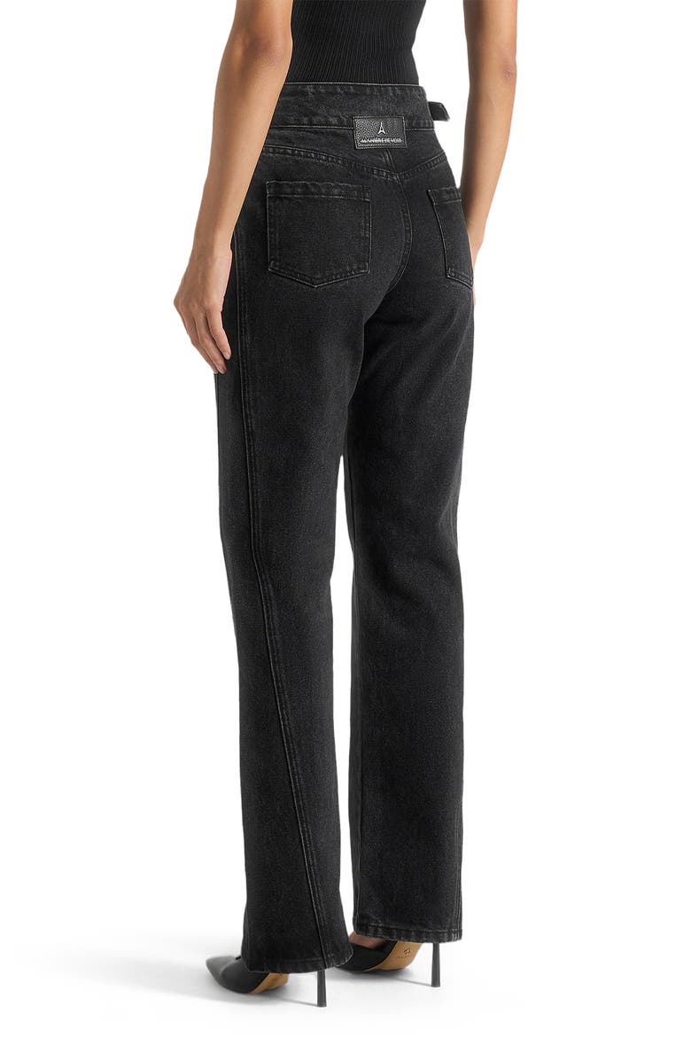 Manière De Voir Loane Twist Leg Boyfriend Jeans With Waist Adjuster, Alternate, color, Washed Black