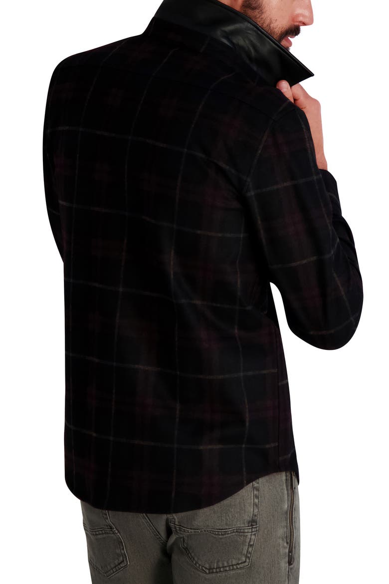Plaid Ponte Snap-Up Shirt, Alternate, color, NAVY