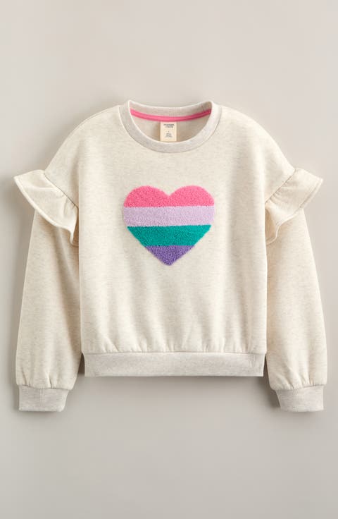 Kids' Ruffle Cotton Blend Sweatshirt