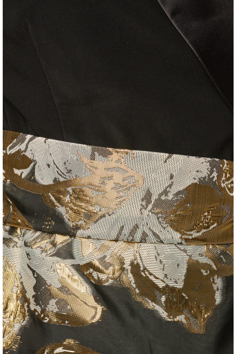 Jacquard Shawl Collar Dress, Alternate, color, BLACK/ GOLD
