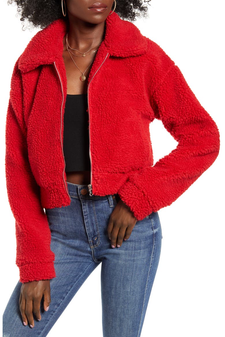Bomber Jacket, Main, color, RED